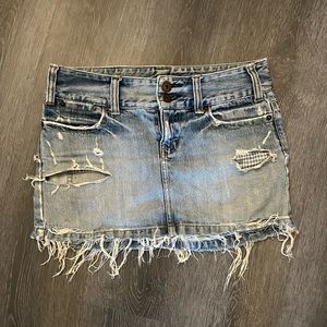 Distressed American Eagle Jean Skirt